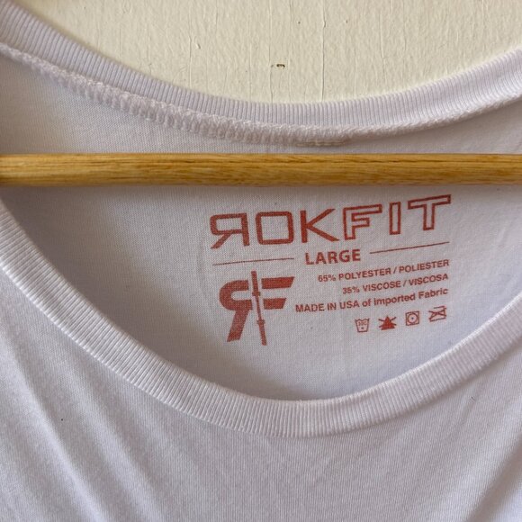 RokFit Muscle Tank Womens Large White Pineapple Sleeveless Athletic Athleisure - Picture 3 of 4